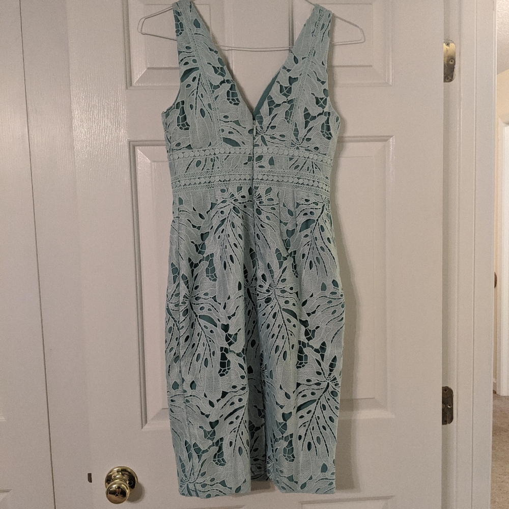 Gardenia Lace Column Dress Anthropologie Mint sz0 - Picture 3 of 5